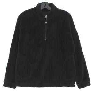 Cuddl Duds Sweater 1/4 Zip Fleece Oversize Athleisure Outdoor Casual Black Small